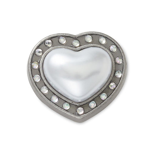 Silver Pearl Heart Gem